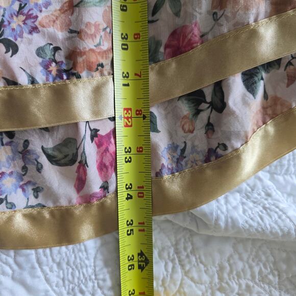 Nas Boutique Floral Mini Slip Dress Gold Satin Trim-S Y2K Cottagecore Coquette - Picture 8 of 8